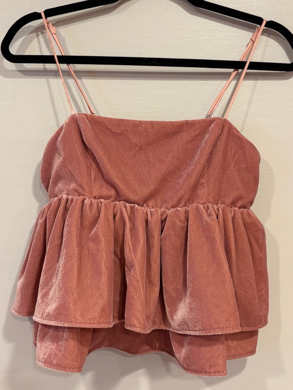 Urban Outfitters Olivia Mauve Velvet Tiered Ruffle Babydoll Tank Top S